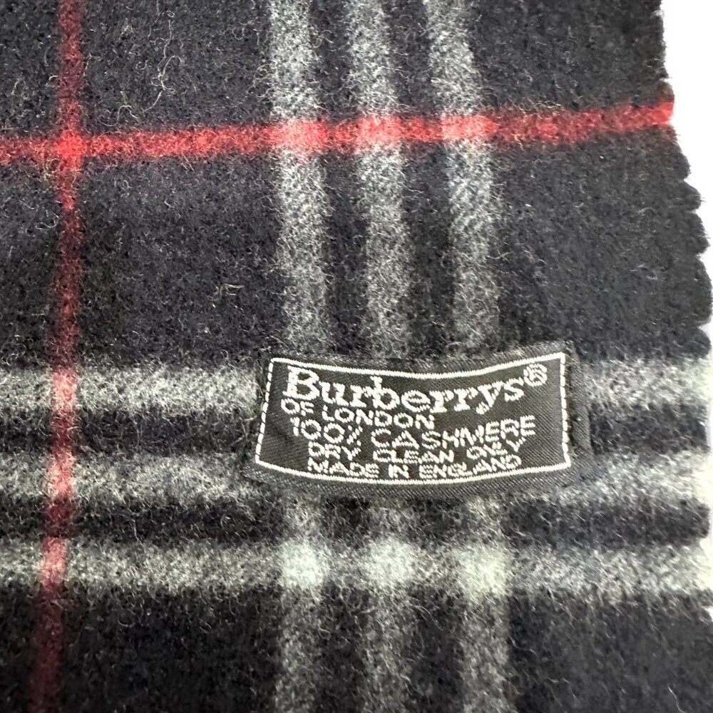 Burberrys Classic Check Scarf Black 100% Cashmere Unisex Scarf Made In England - Picture 3 of 7